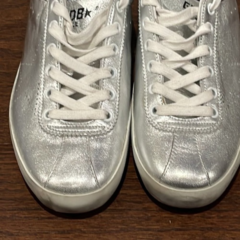 NWOT Golden Goose Women’s Silver Sneakers Size 38/8
